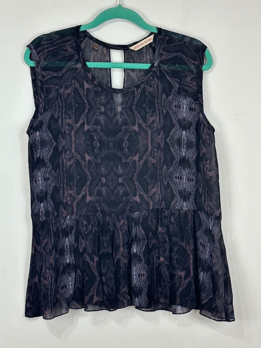 Rebecca Taylor Snakeskin Sheer Peplum Tank Top 6 Animal City Beach